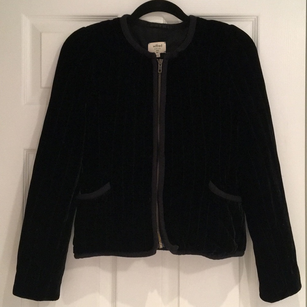 Aritzia Wilfred Black Velvet Jacket